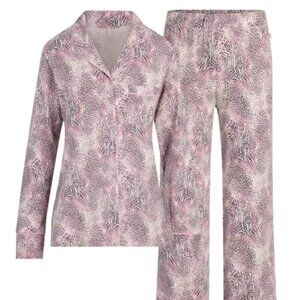 SKIMS Sleep Long Sleeve Button-Up Set – Bloom Mini Multi Animal – Size S [NWT]